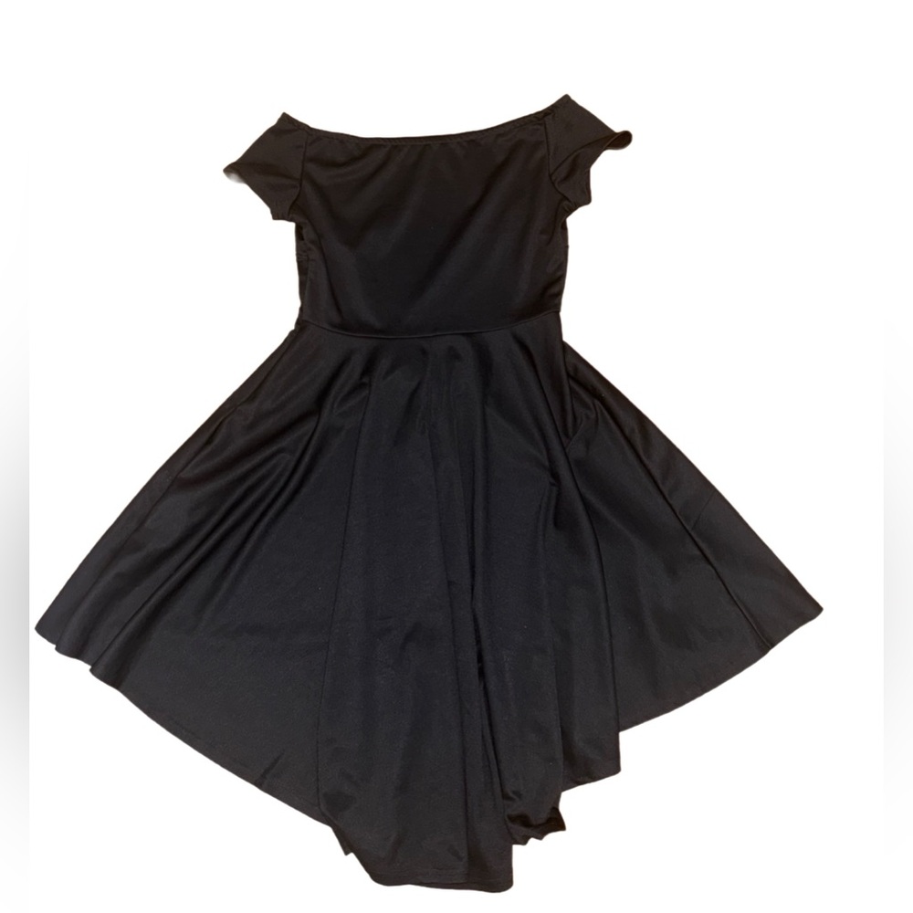 Women’s Size medium black fit and flare dress off the shoulder dress